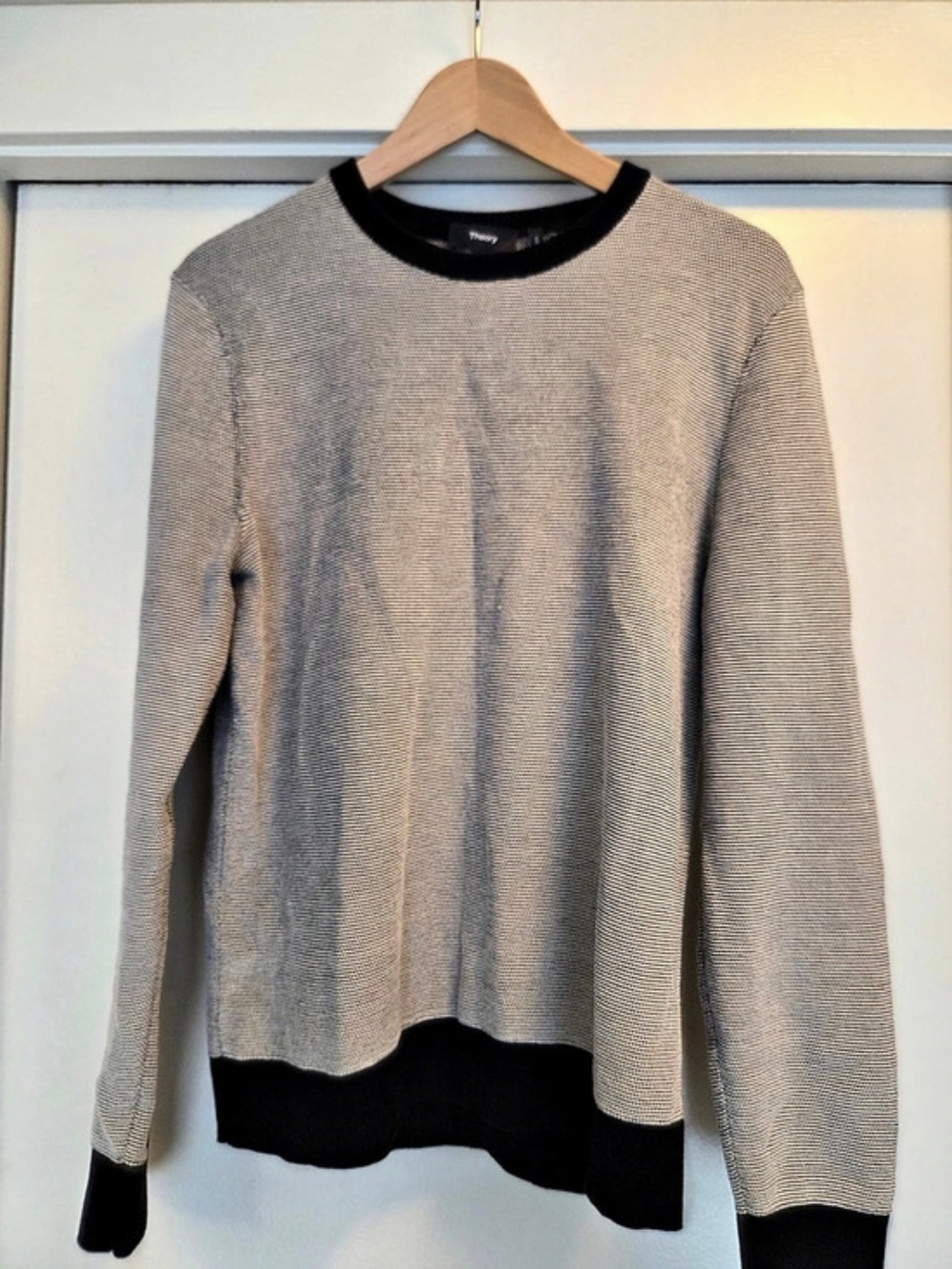 Theory Riland Pique 2 Textured Crewneck Sweater Size Small